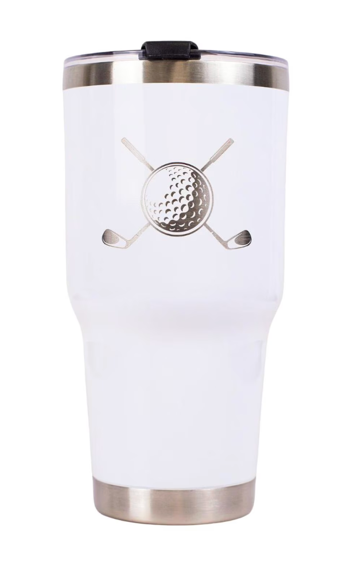 The Royal Standard - Golf Etched Tumbler White/Silver 30 oz.