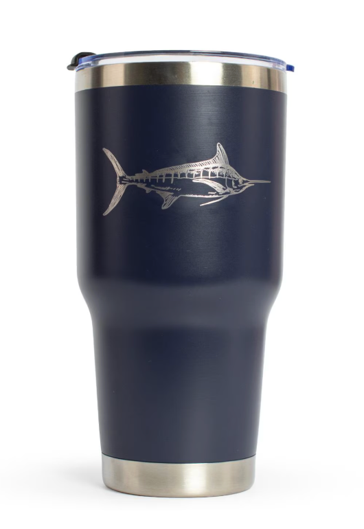 The Royal Standard - Marlin Etched Tumbler Navy/Stainless 30 oz.