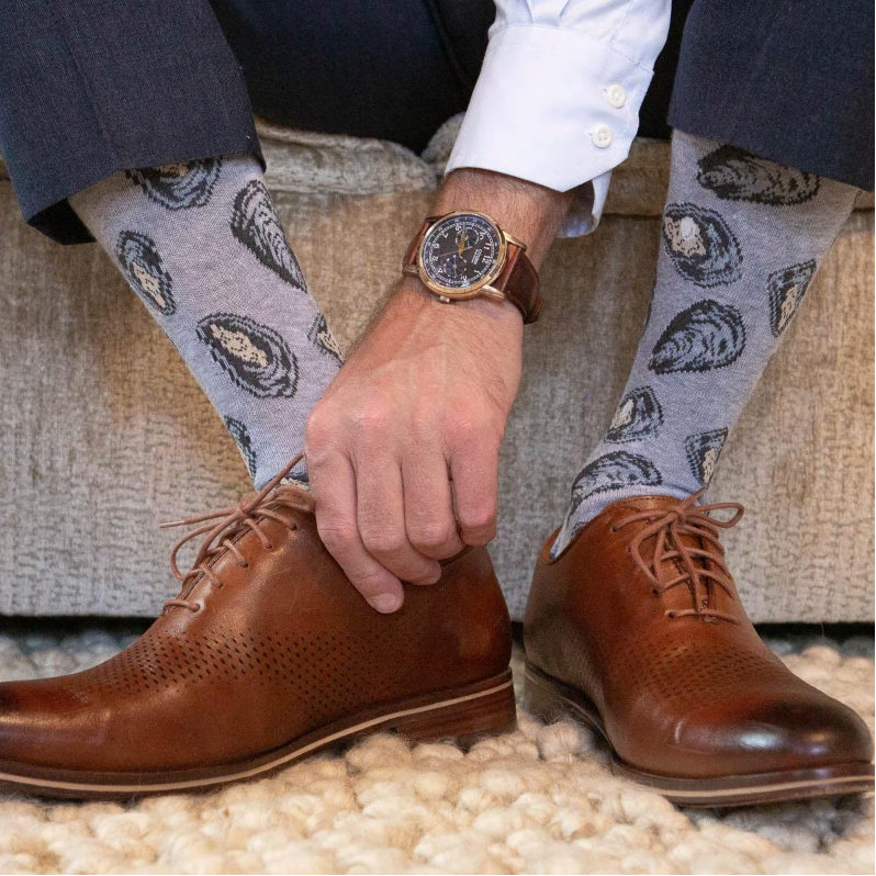 The Royal Standard Men's Oyster Socks - Blue/Gray