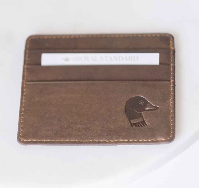 The Royal Standard Duck Leather Embossed Slim Wallet - Dark Brown