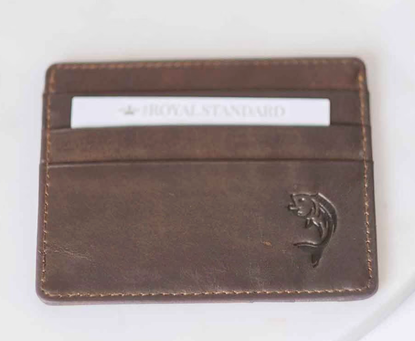 The Royal Standard Leather Embossed Slim Wallet - Dark Brown Fish