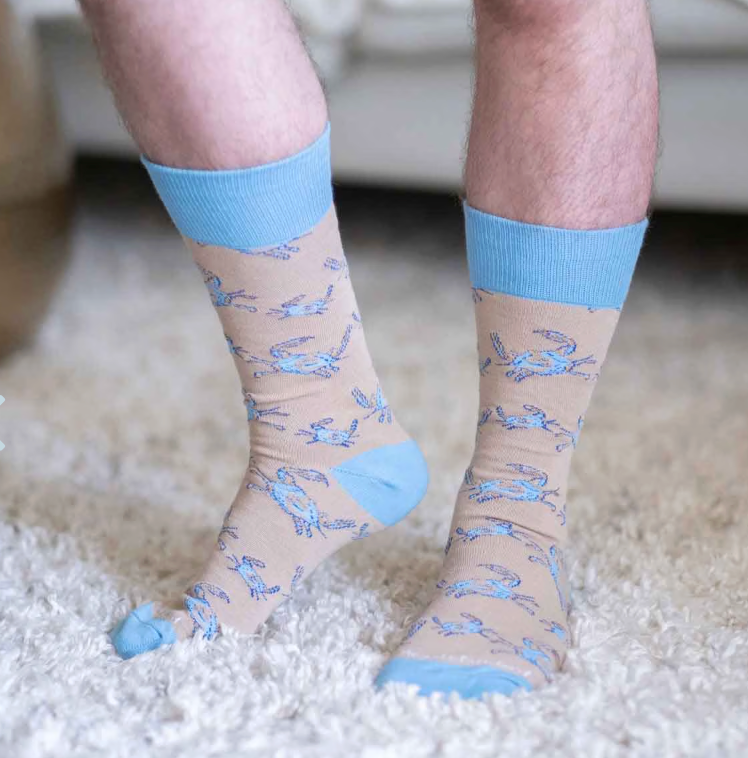 The Royal Standard Men's Crab Socks - Tan/Blue