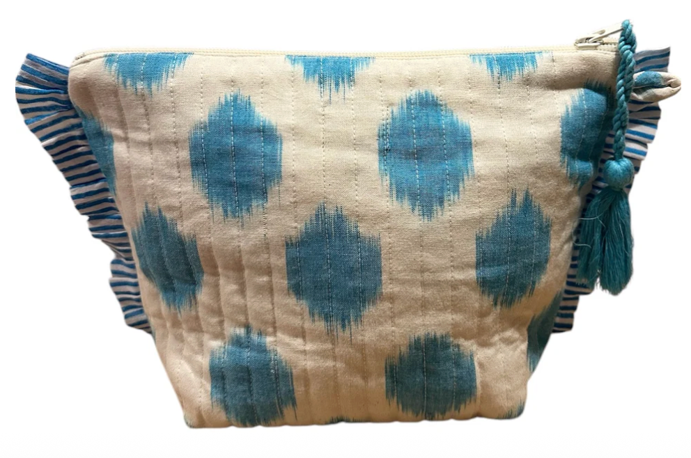 Mer St. Barth La Plage Ruffle Pouch - Aqua Ikat
