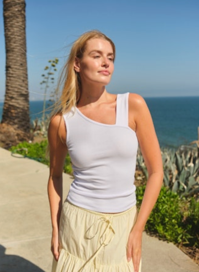 Sundry Rib Strap Tank - Optic White