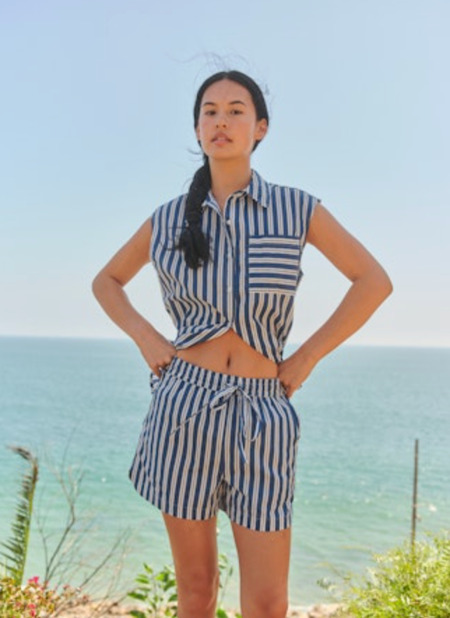 Sundry Stripe Track Short - Vintage Navy