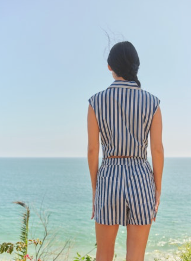 Sundry Stripe Track Short - Vintage Navy