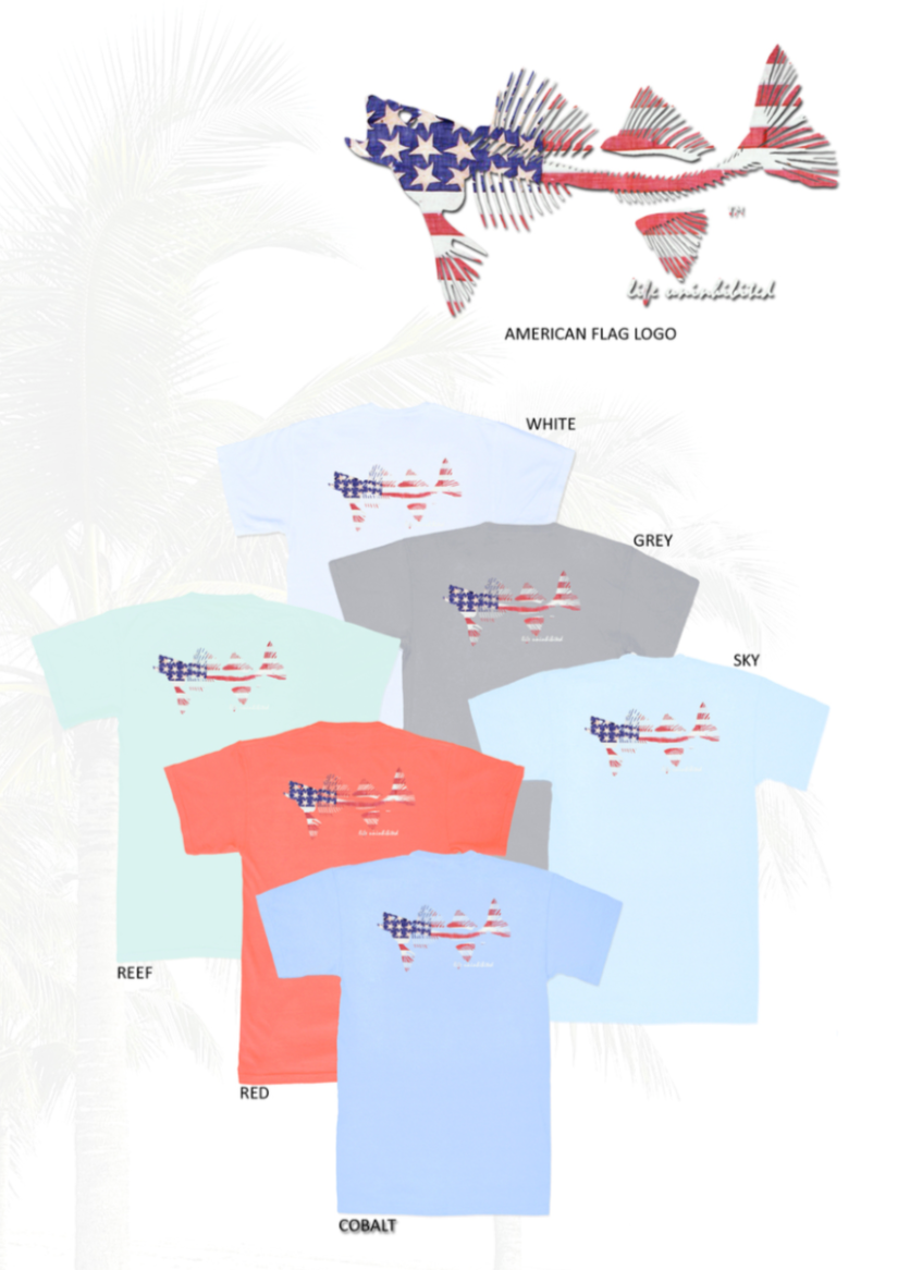 Coastal Cotton Short Sleeve Tee- White / American Flag