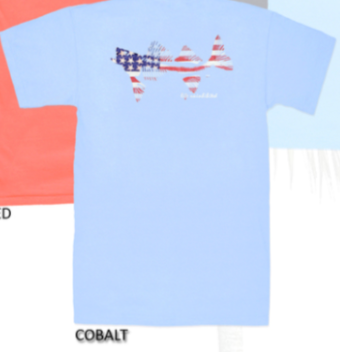 Coastal Cotton Short Sleeve Tee- Cobalt/ American Flag