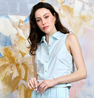 Love the Label Blouse- Ice Blue