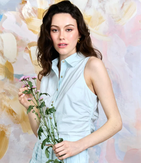 Love the Label Blouse- Ice Blue