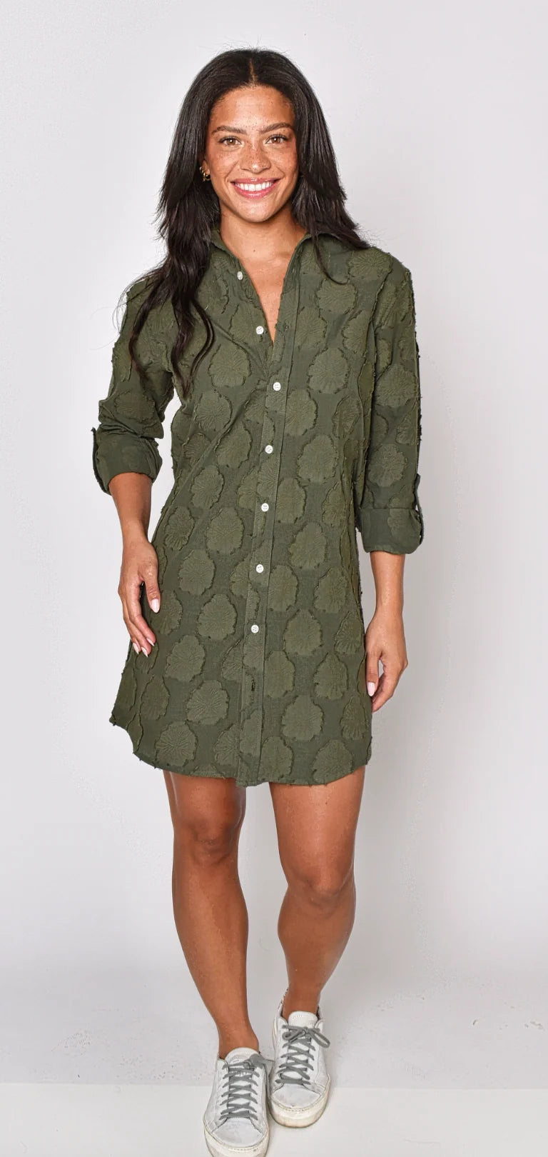 Emily Phillips Cotton Flower Girlfriend Dress- Green