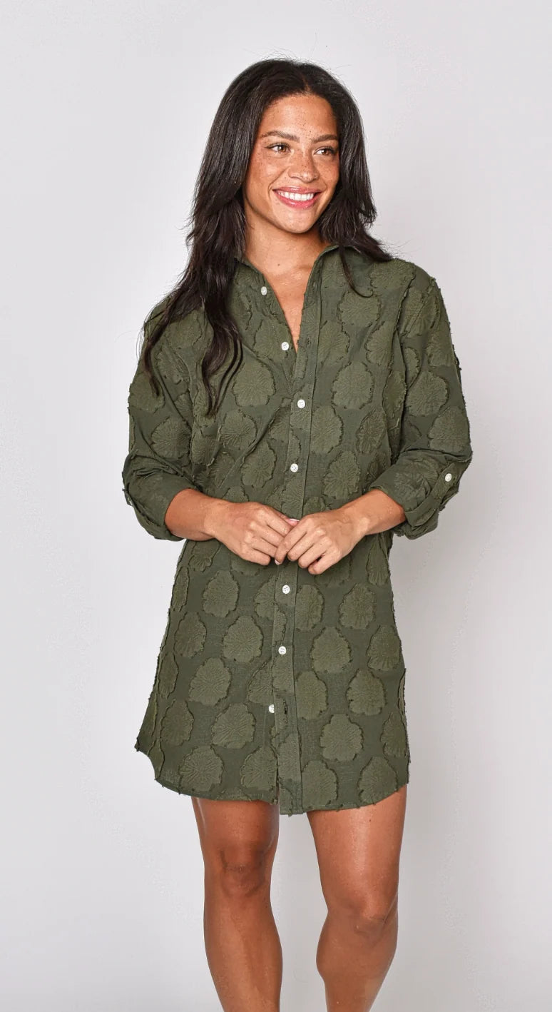 Emily Phillips Cotton Flower Girlfriend Dress- Green