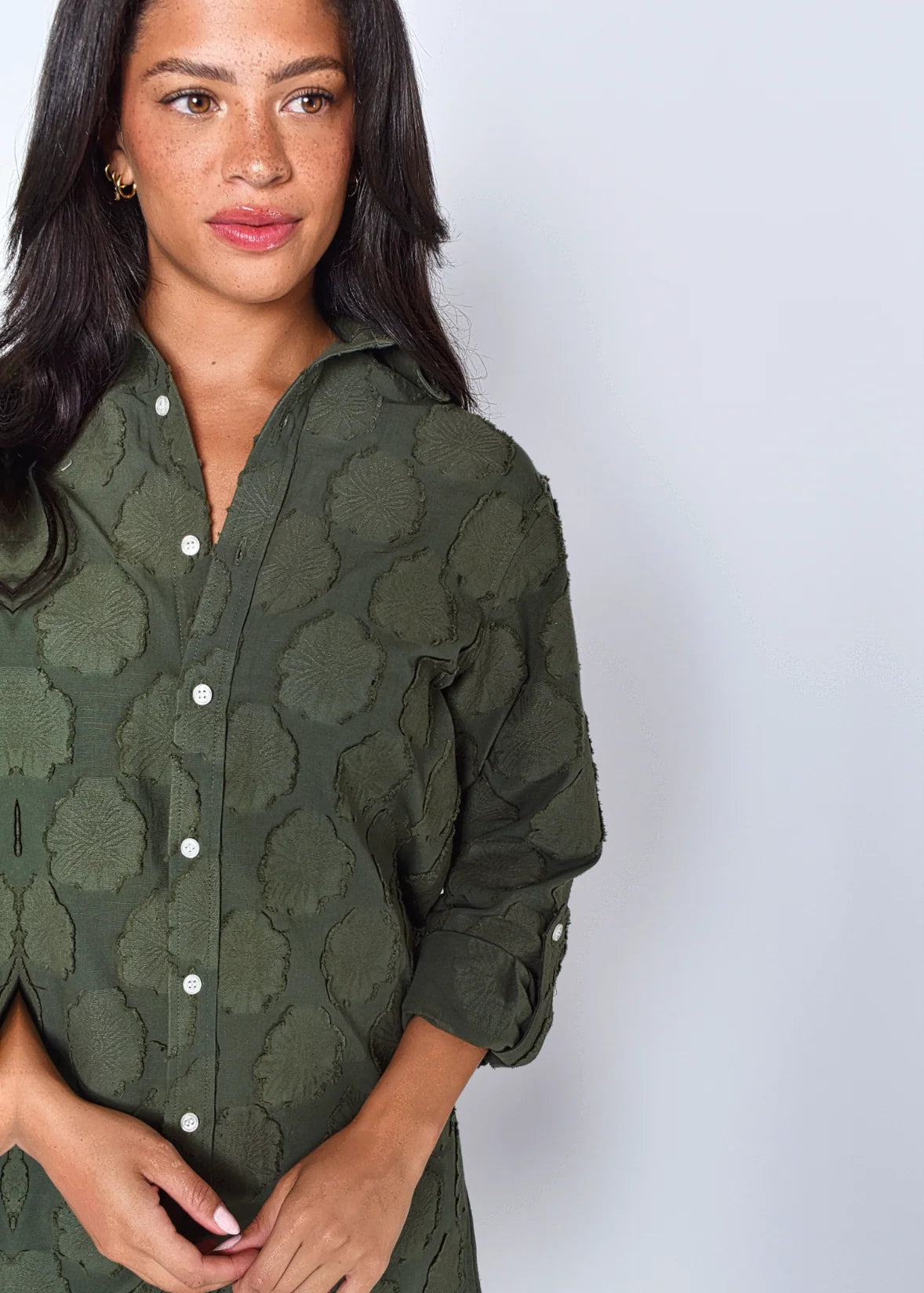 Emily Phillips Cotton Flower Girlfriend Dress- Green