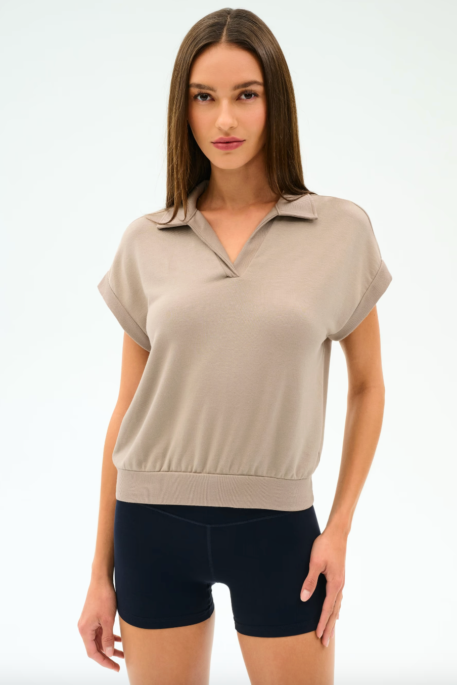 Splits 59 Evie Fleece Sleeveless Polo - Latte