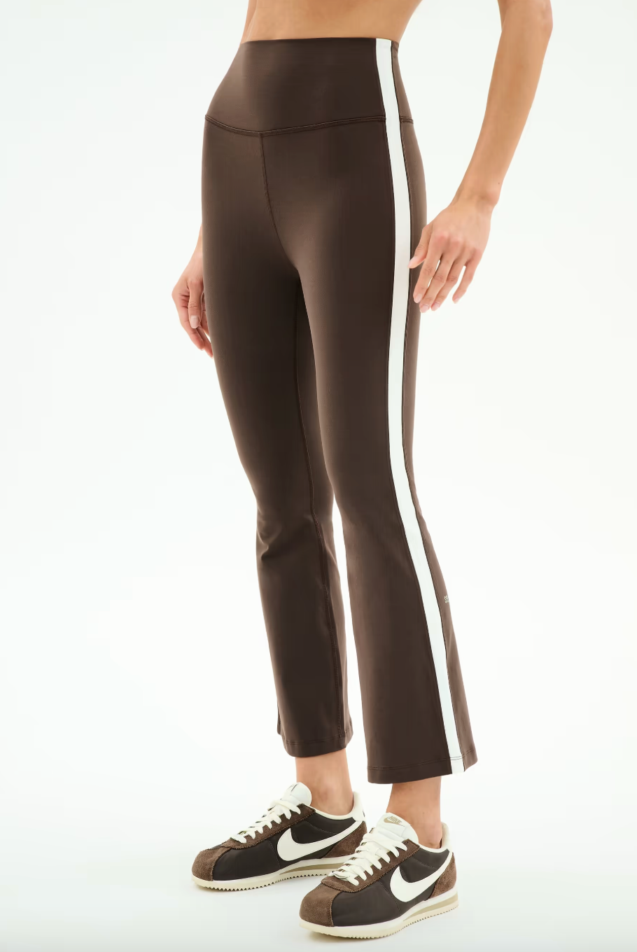 Splits 59 Raquel High Waist Supplex Crop - Dark Chocolate/White