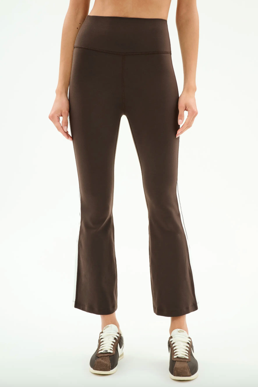 Splits 59 Raquel High Waist Supplex Crop - Dark Chocolate/White