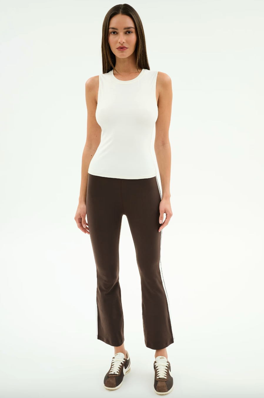 Splits 59 Raquel High Waist Supplex Crop - Dark Chocolate/White