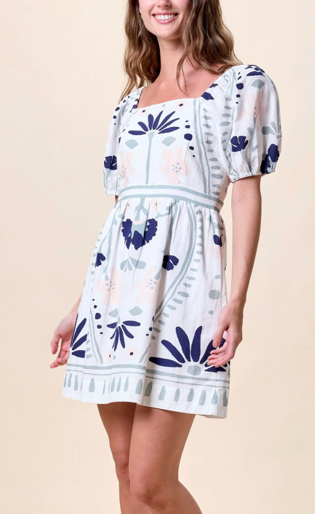 Cleobella Mariana Mini Dress- Liliana Blue Surf