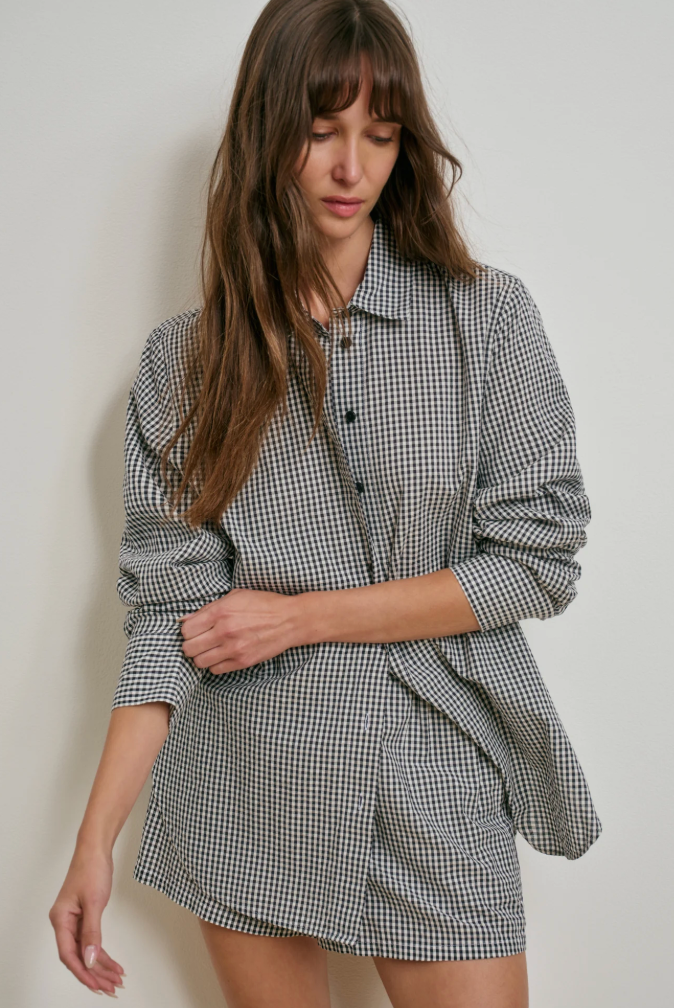 Favorite Daughter The Boyfriend Shirt- Navy/ White