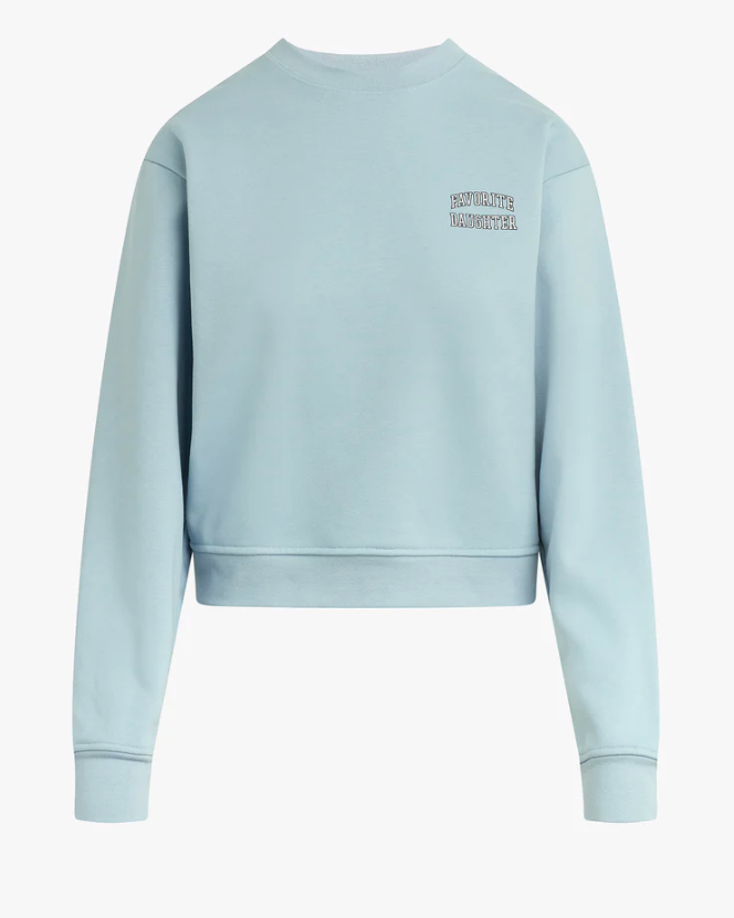 Favorite Daughter The Collegiate Chest Classic Sweatshirt- Sea Blue/ Gardenia