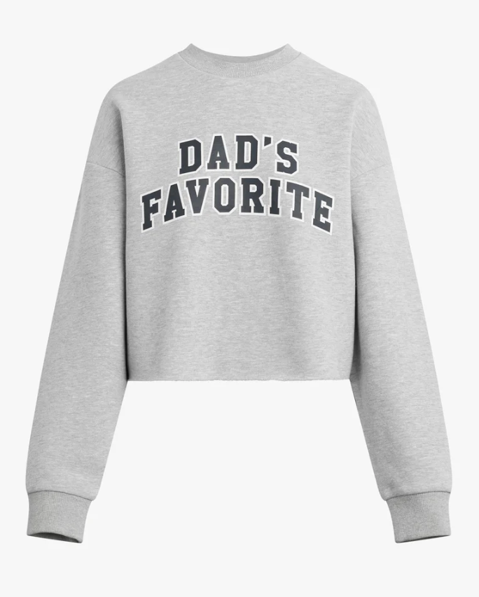 Favorite Daughter The Cropped Dad's Favorite Sweatshirt- Heather Grey/ Navy