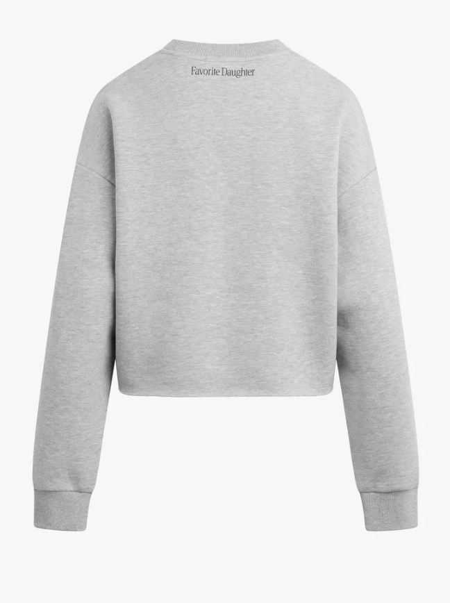 Favorite Daughter The Cropped Dad's Favorite Sweatshirt- Heather Grey/ Navy
