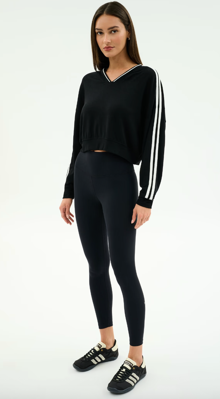 Splits 59 Ellie Fleece V Neck Sweatshirt - Black/White