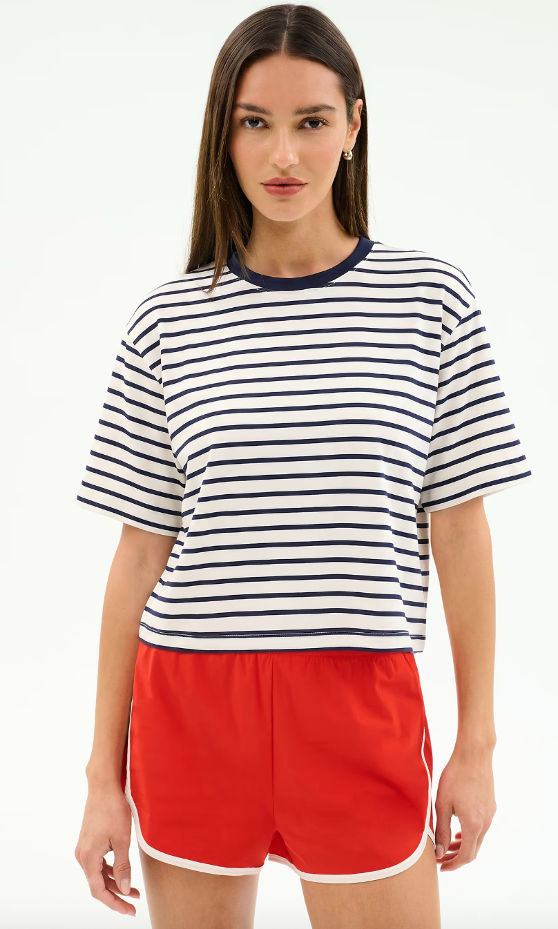 Splits 59 Djuna Oversized Jersey Tee - White/Indigo Stripe