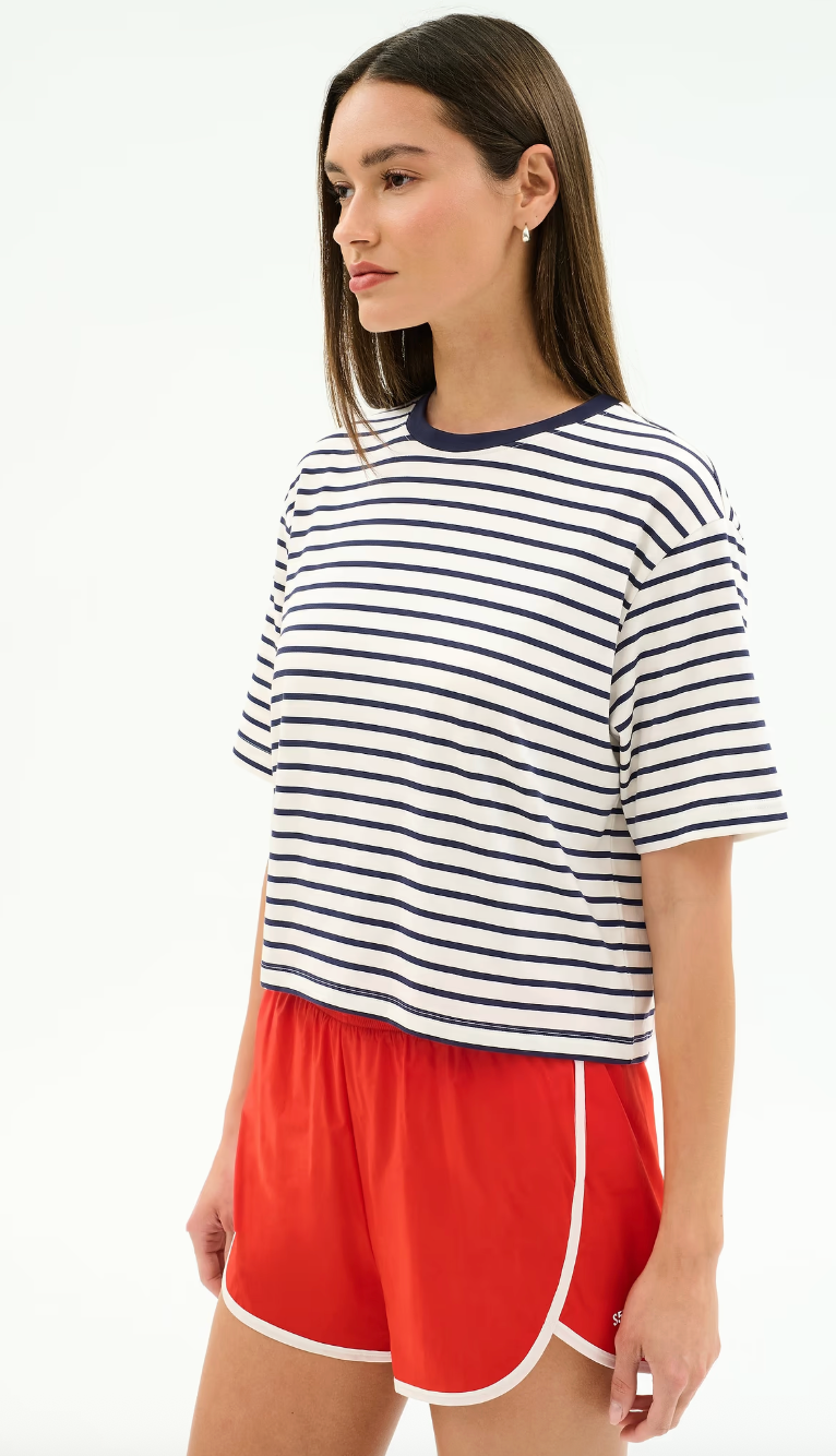 Splits 59 Djuna Oversized Jersey Tee - White/Indigo Stripe