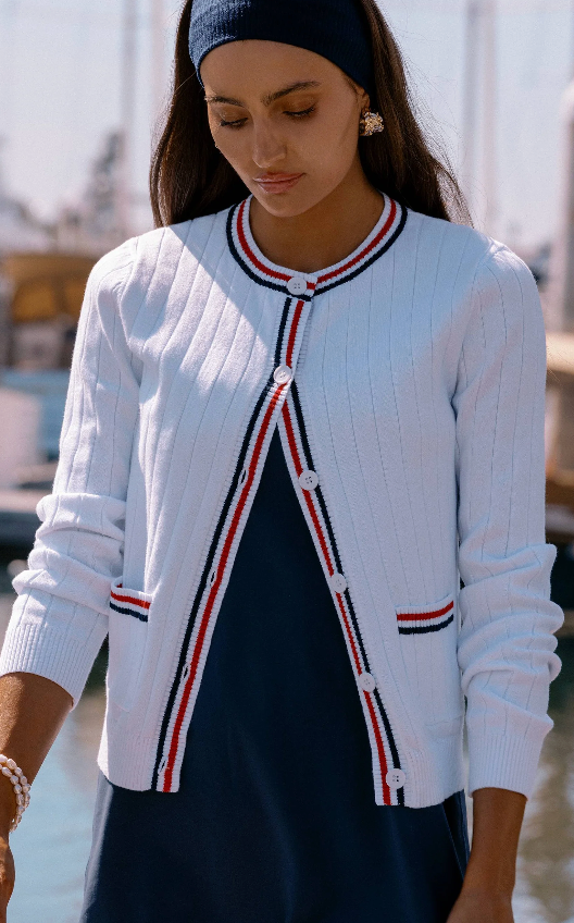 Beach Riot Ally Cardigan Heritage - White