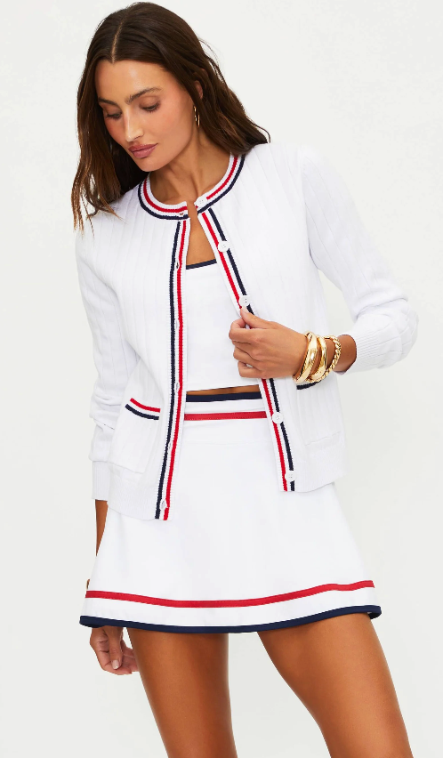 Beach Riot Ally Cardigan Heritage - White