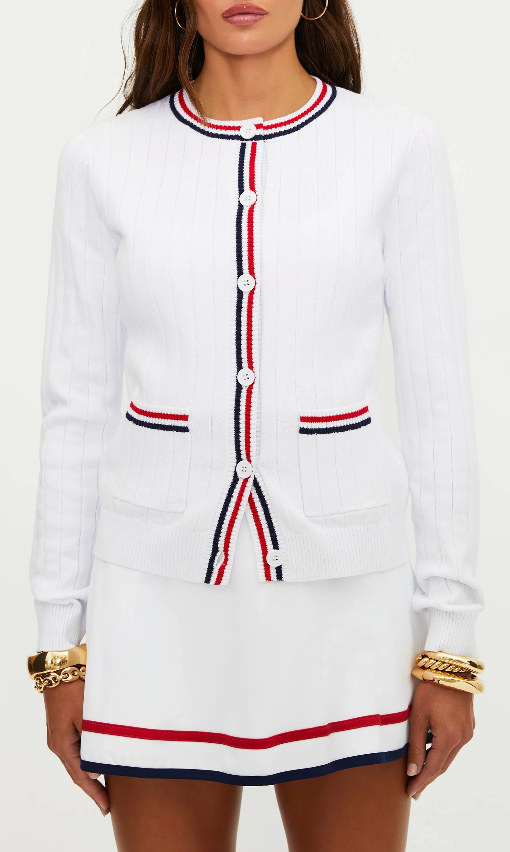Beach Riot Ally Cardigan Heritage - White