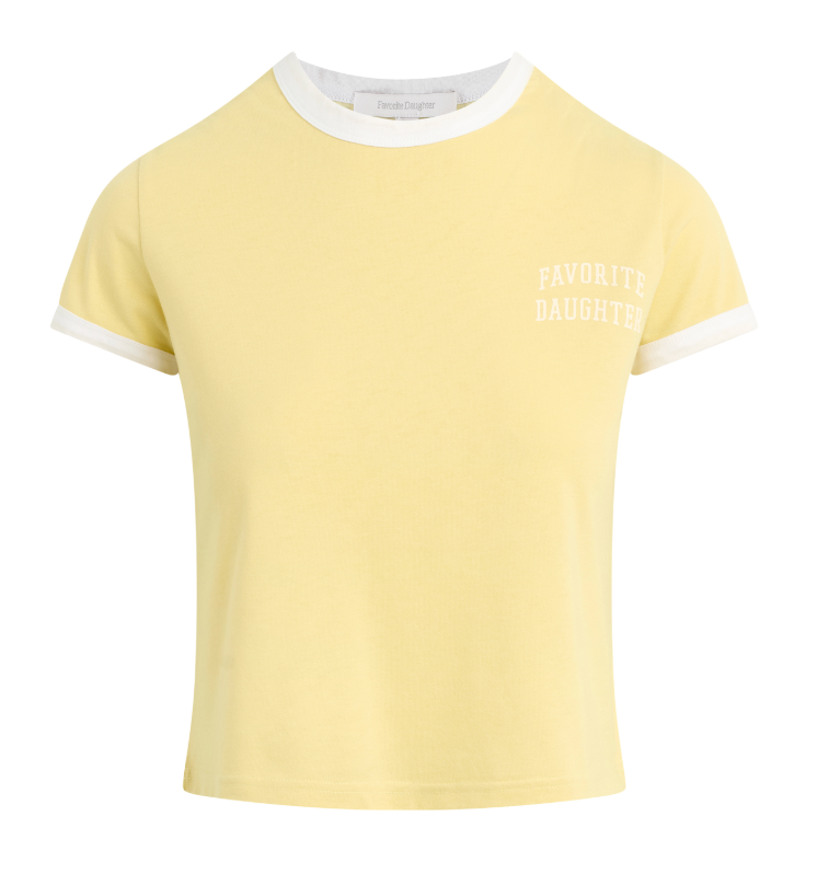 Favorite Daughter The Cropped Ringer Tee- Golden/off White