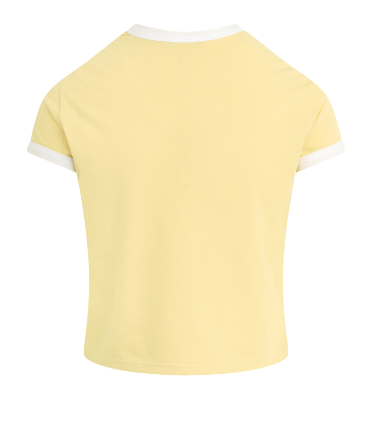 Favorite Daughter The Cropped Ringer Tee- Golden/off White
