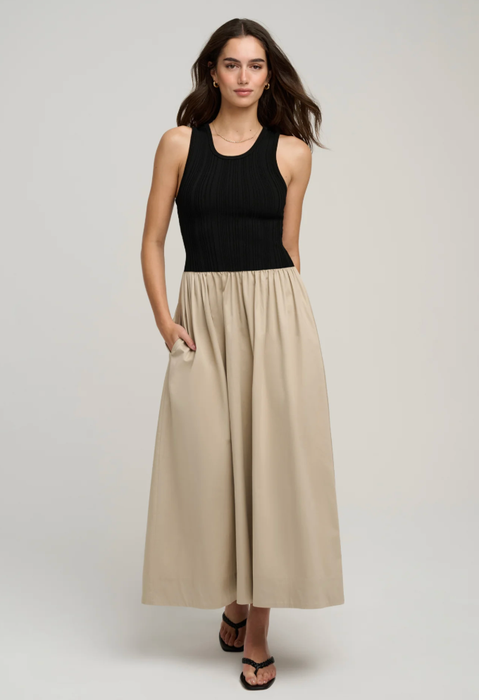 Favorite Daughter The Lennon Dress- Black/ Khaki