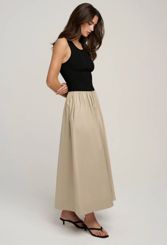 Favorite Daughter The Lennon Dress- Black/ Khaki