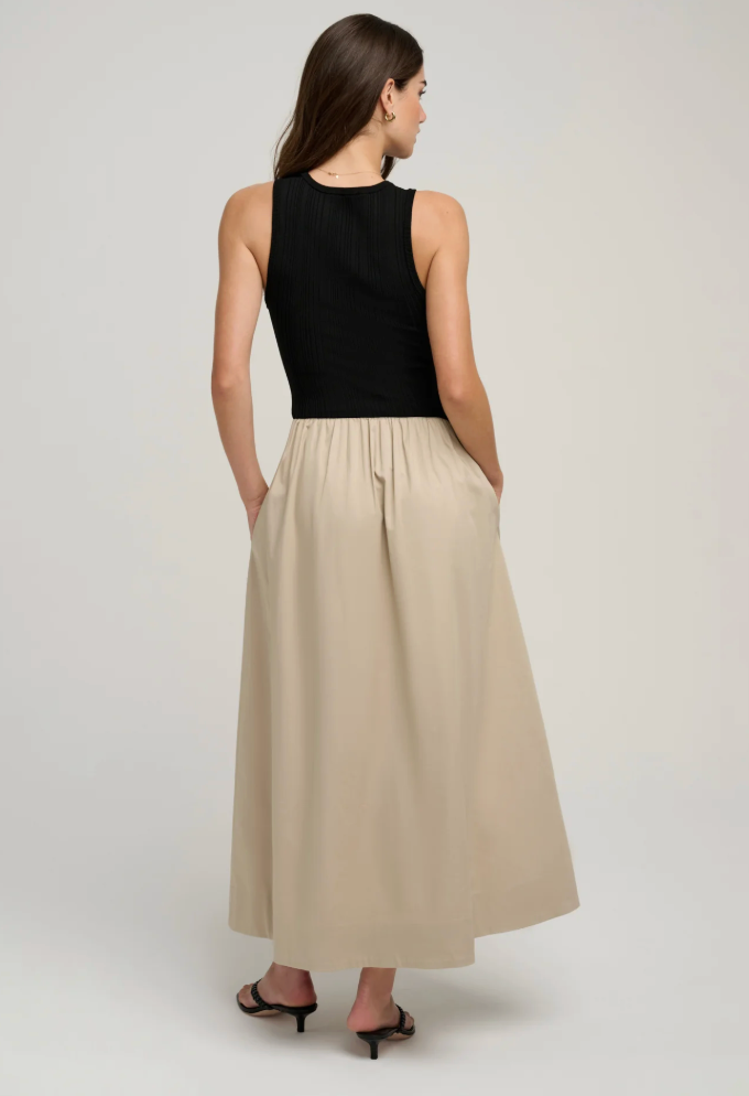 Favorite Daughter The Lennon Dress- Black/ Khaki