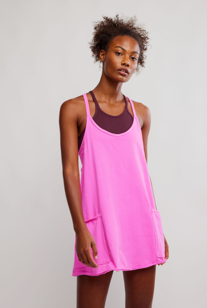 Free People Hot Shot Mini Dress- Hot Pink