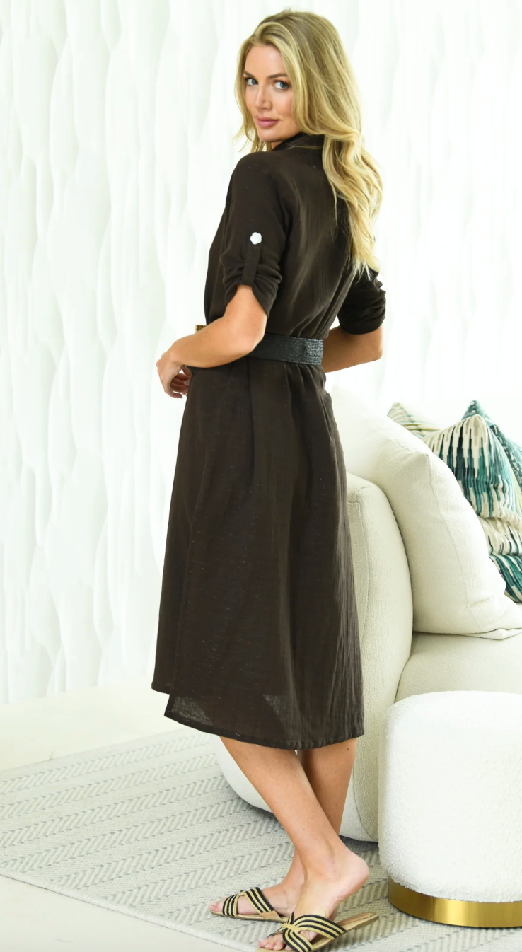 Walker & Wade Tulum Dress- Chocolate Metallic