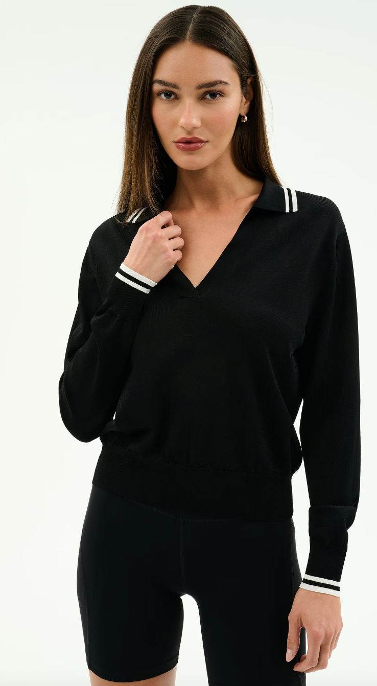 Splits 59 Taylor Knit Polo- Black/ White