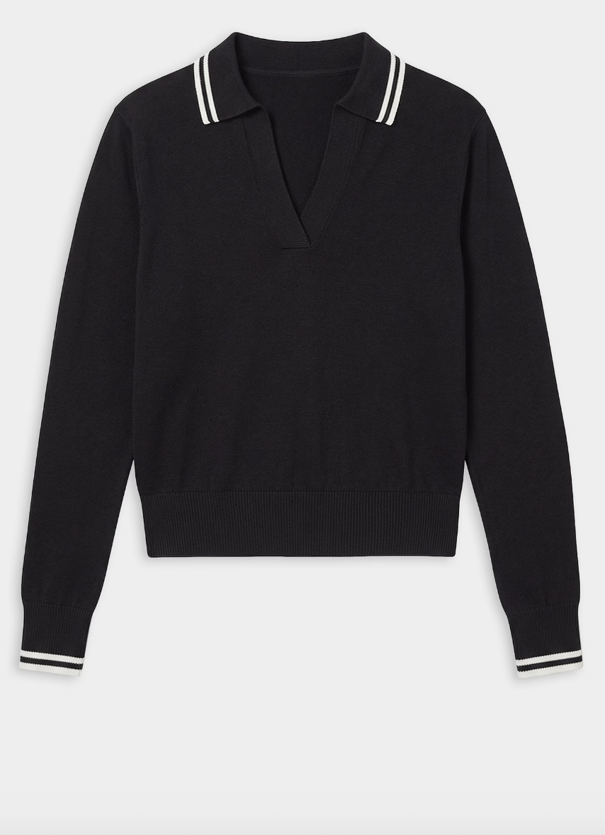 Splits 59 Taylor Knit Polo- Black/ White