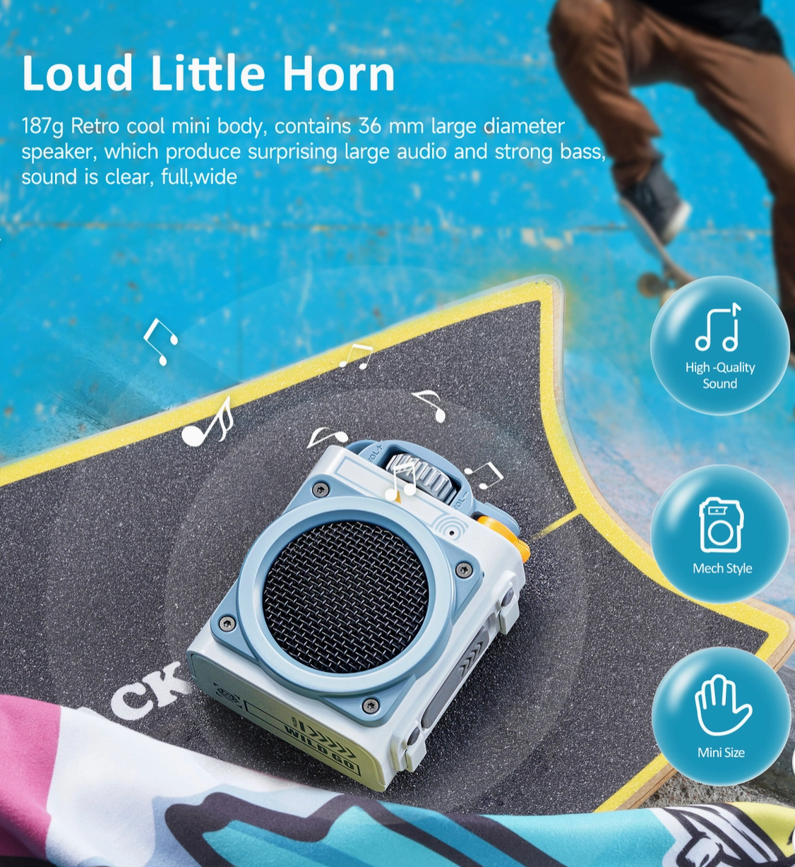 Muzen Wild Go Rugged Outdoor Street Portable Bluetooth Speaker- White