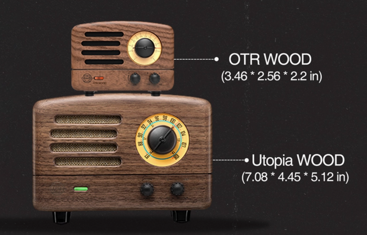 Muzen Otr Wood Retro Portable Fm Radio Bluetooth- Small