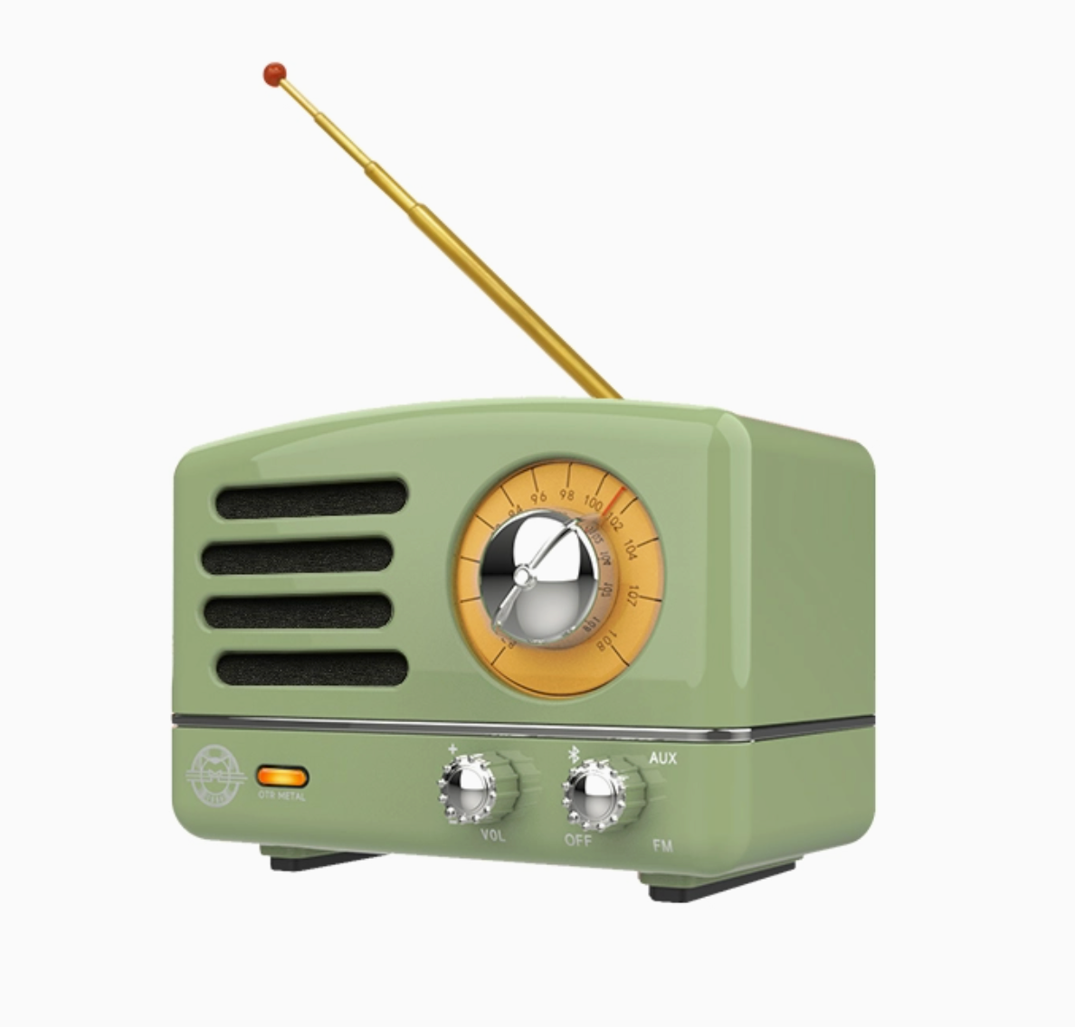 Muzen Otr Metal Wireless Portable Fm Radio Bluetooth Speaker- Green