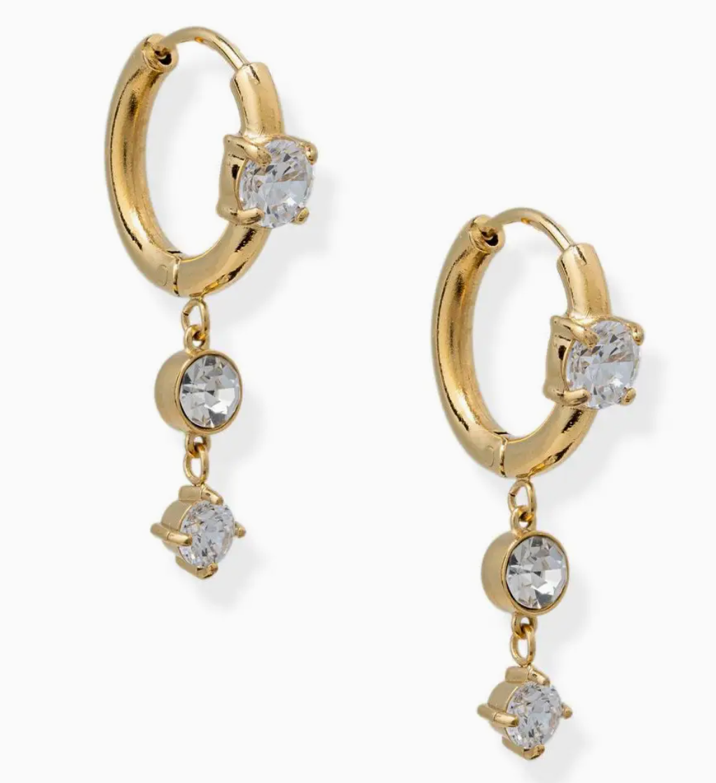 Bracha Lightbeam CZ Drop Huggie Earrings