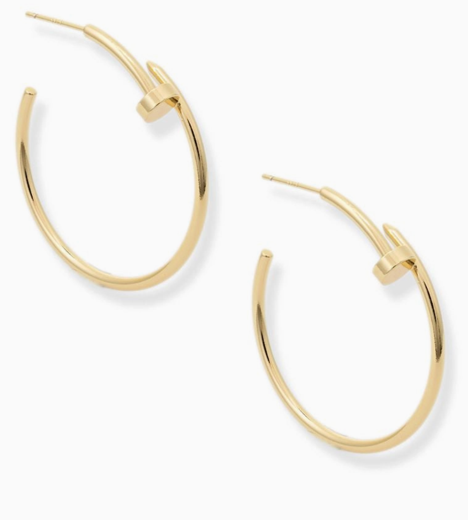Bracha Julie Nail Hoop Earrings- Medium gold