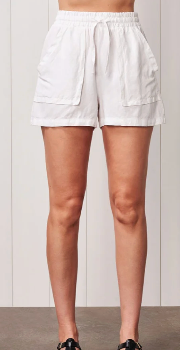 Stateside Linen Patch Pocket Shorts- White