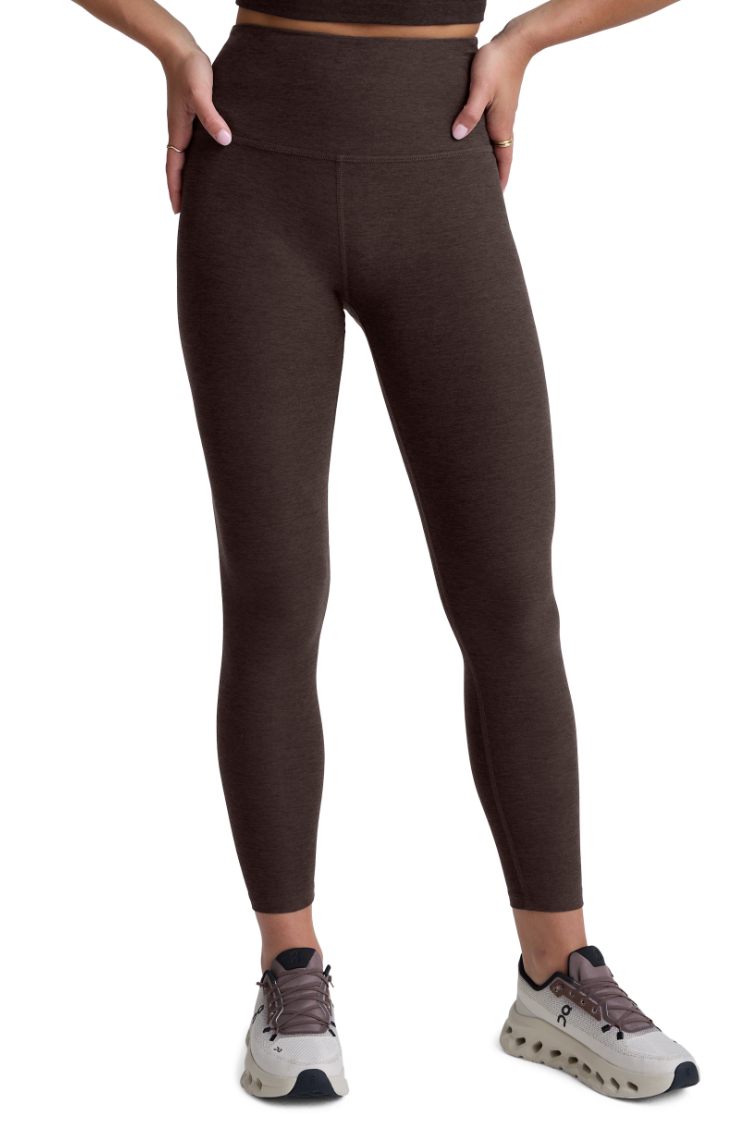 Beyond Yoga Spacedye Caught In The Midi High Waisted Legging- Dark Chocolate Heather