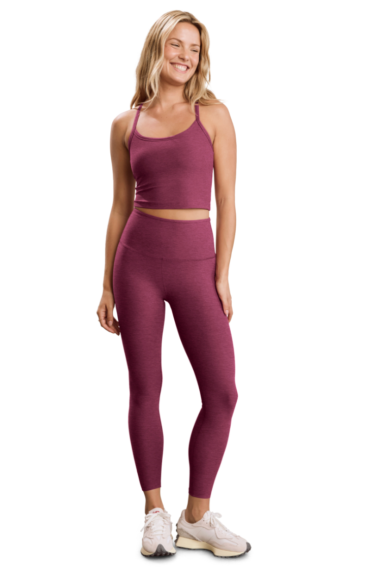 Beyond Yoga Spacedye Slim Racerback Cropped Tank- Pomegranate Heather
