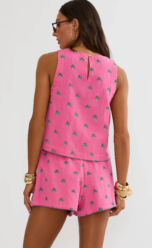Beach Riot Dollie Sleeveless Top Flamingo Fronds